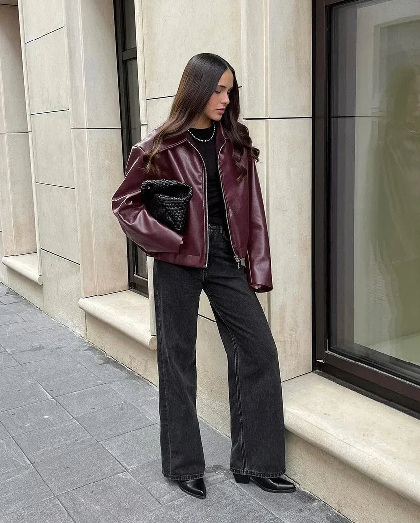 EB | Herbstjacke mit Reißverschluss und Leder, Casual
