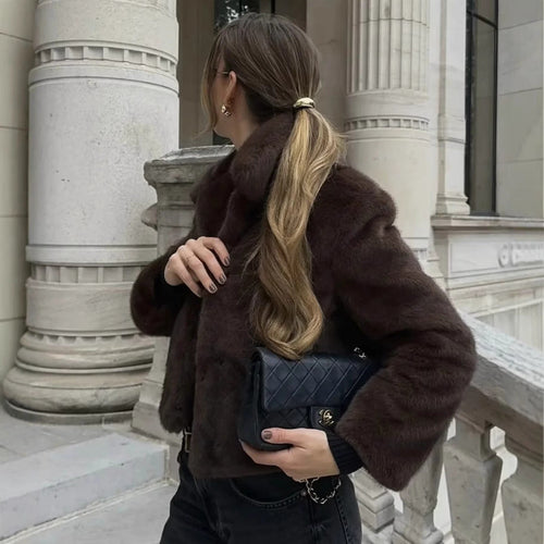 EB | Fake Fur,Mäntel mit Kragen, Braun Pelzlook