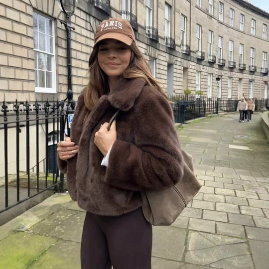 EB | Fake Fur,Mäntel mit Kragen, Braun Pelzlook