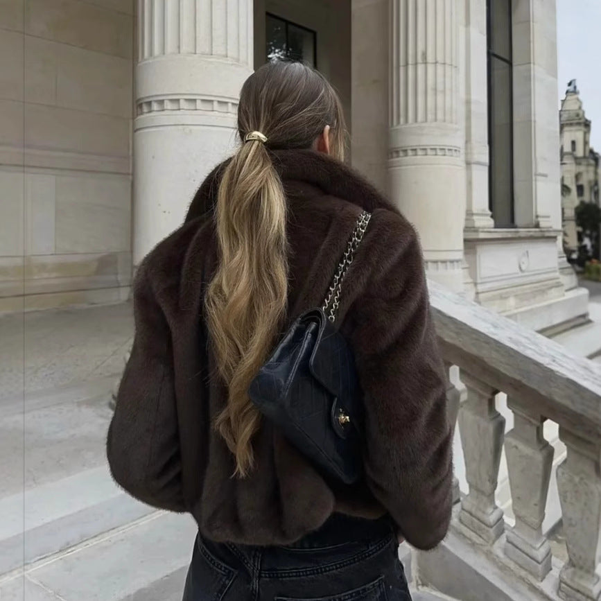 EB | Fake Fur,Mäntel mit Kragen, Braun Pelzlook