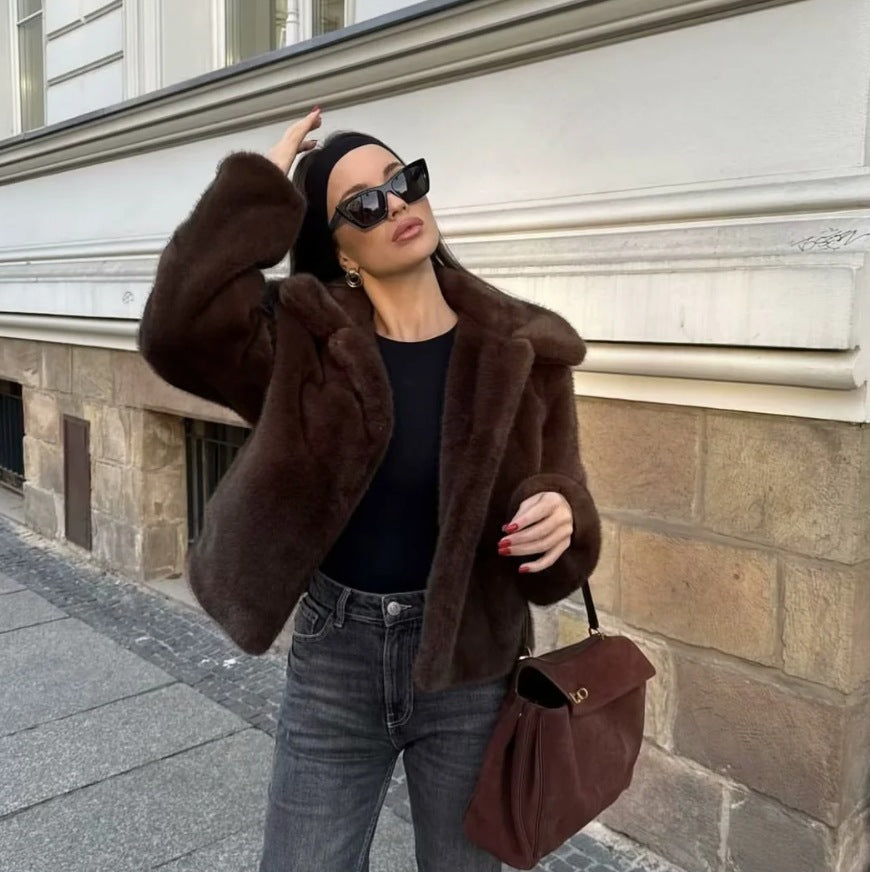 EB | Fake Fur,Mäntel mit Kragen, Braun Pelzlook