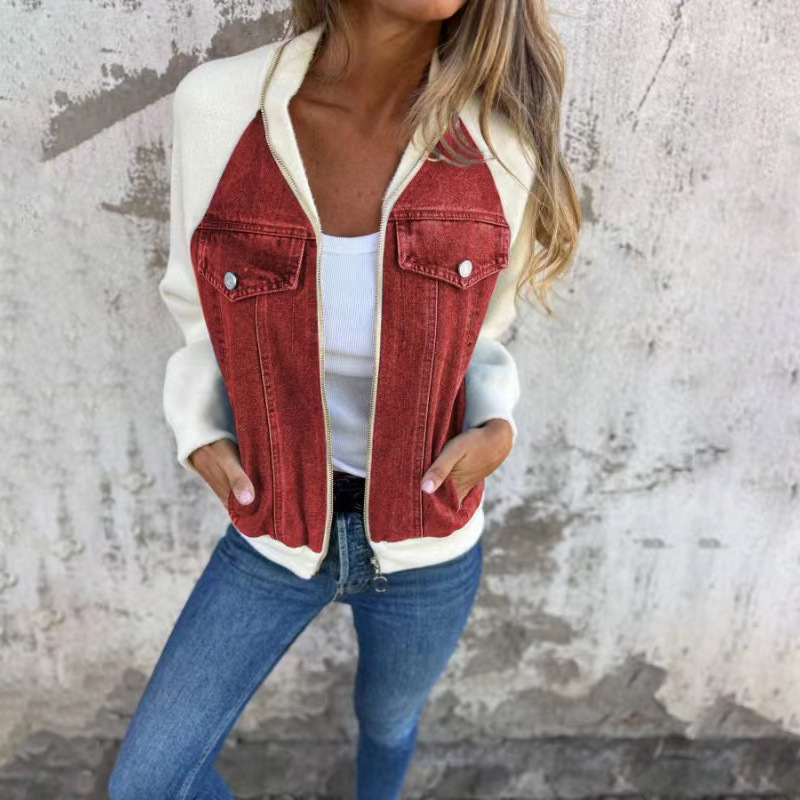 EB | Jacke mit Denim,Front und Strickärmeln, Casual