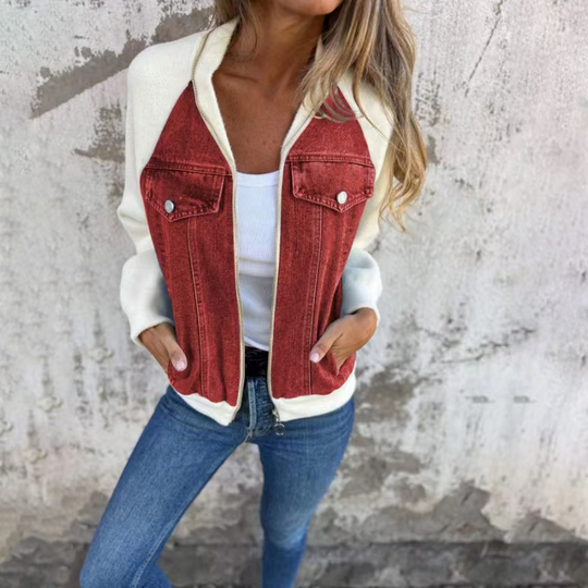EB | Jacke mit Denim,Front und Strickärmeln, Casual