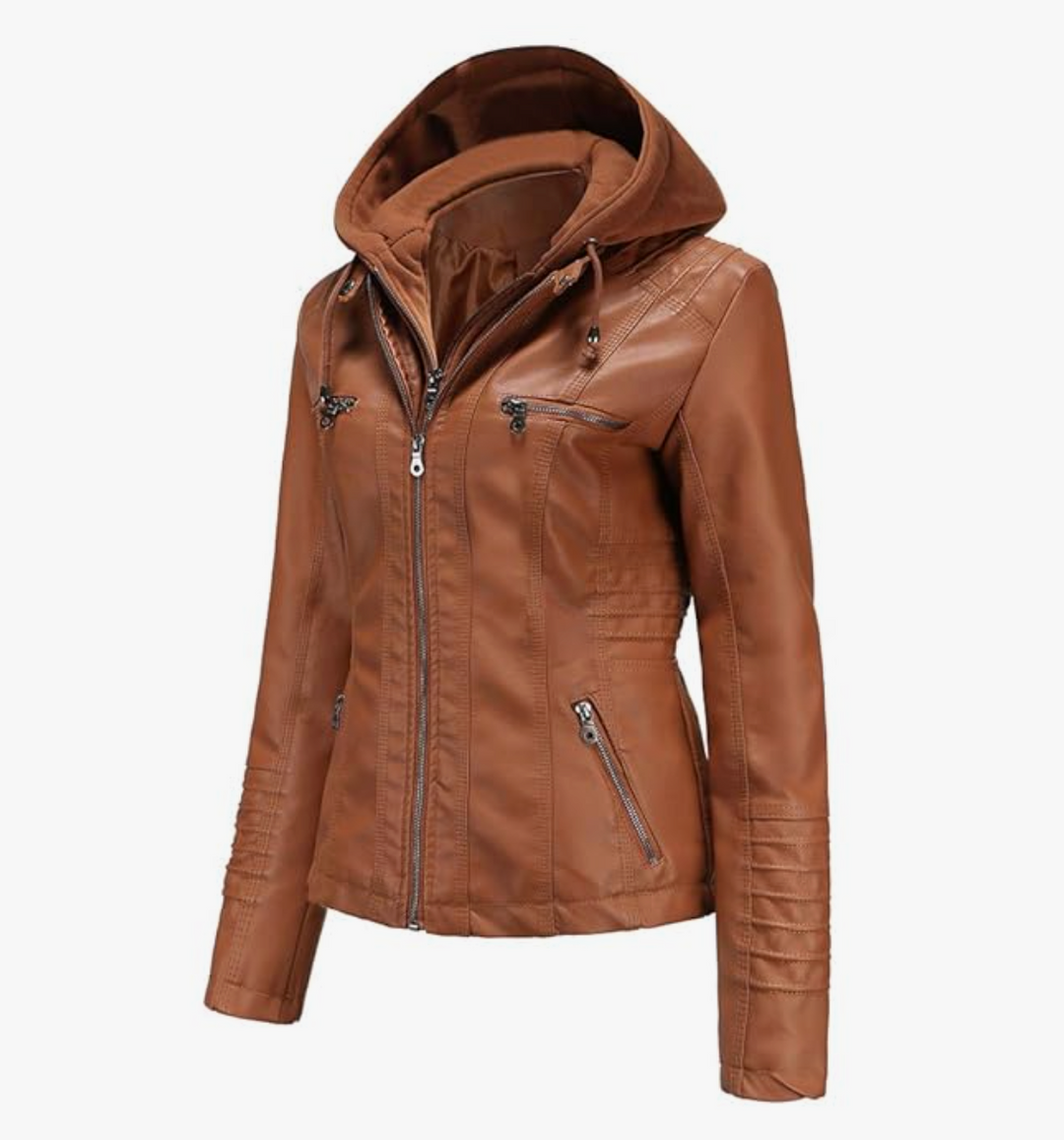 EB | Kurze Herbstjacke mit Kapuze und Reißverschlüssen