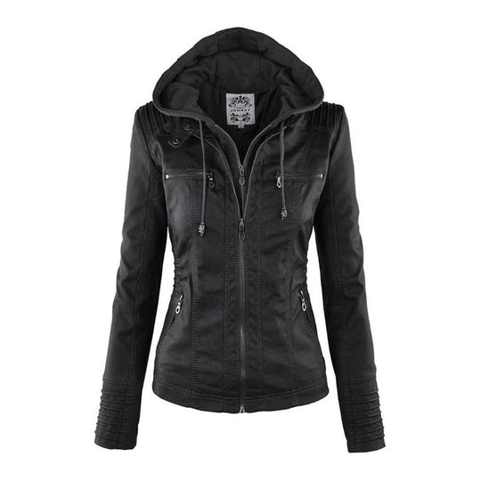 EB | Kurze Herbstjacke mit Kapuze und Reißverschlüssen