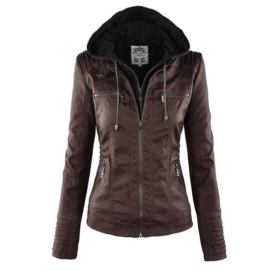EB | Kurze Herbstjacke mit Kapuze und Reißverschlüssen
