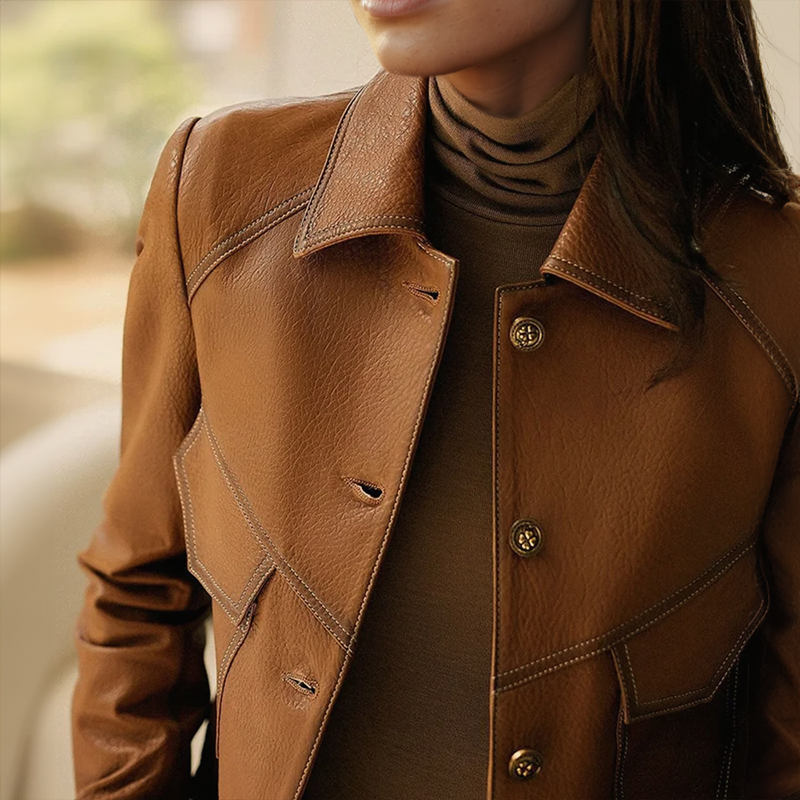 EB | Kurze Herbstjacke mit Knöpfen und Taschen