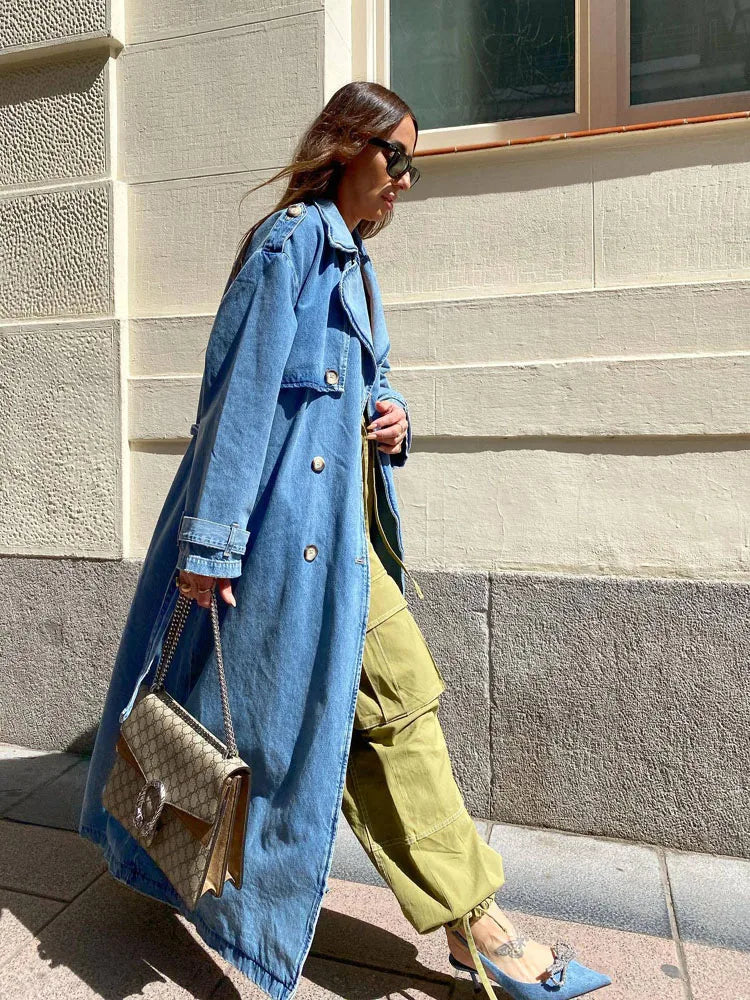 EB | Lang Denim,Trenchcoat mit Doppelknebel