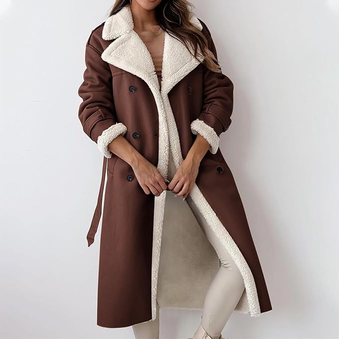 EB | Lange Jacke, Gürtel und Fleecefutter