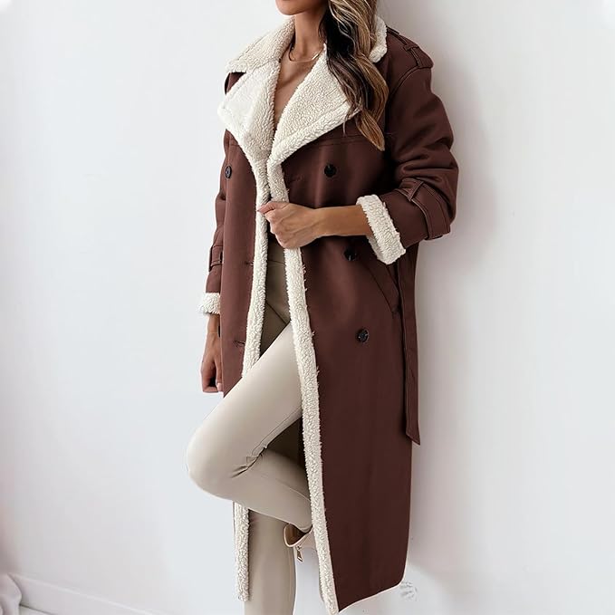 EB | Lange Jacke, Gürtel und Fleecefutter