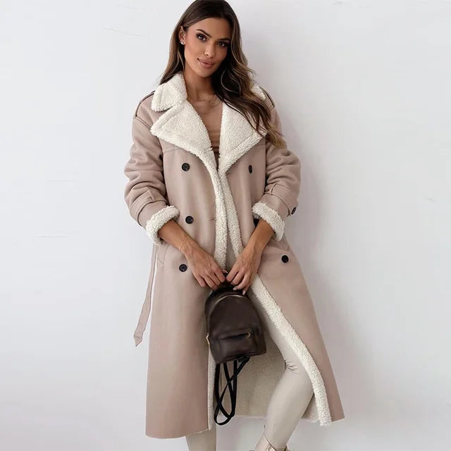 EB | Lange Jacke, Gürtel und Fleecefutter