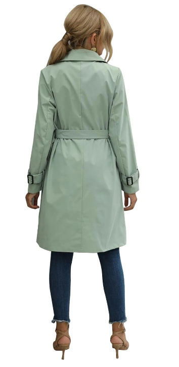 EB | Lange Trenchcoat mit Taillengürtel und Knöpfen