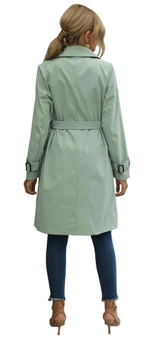 EB | Lange Trenchcoat mit Taillengürtel und Knöpfen