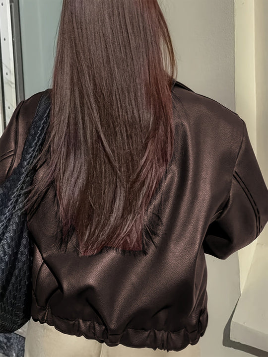 EB | Übergangsjacke Lederlook mit Reißverschluss und Kragen