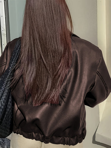 EB | Übergangsjacke Lederlook mit Reißverschluss und Kragen