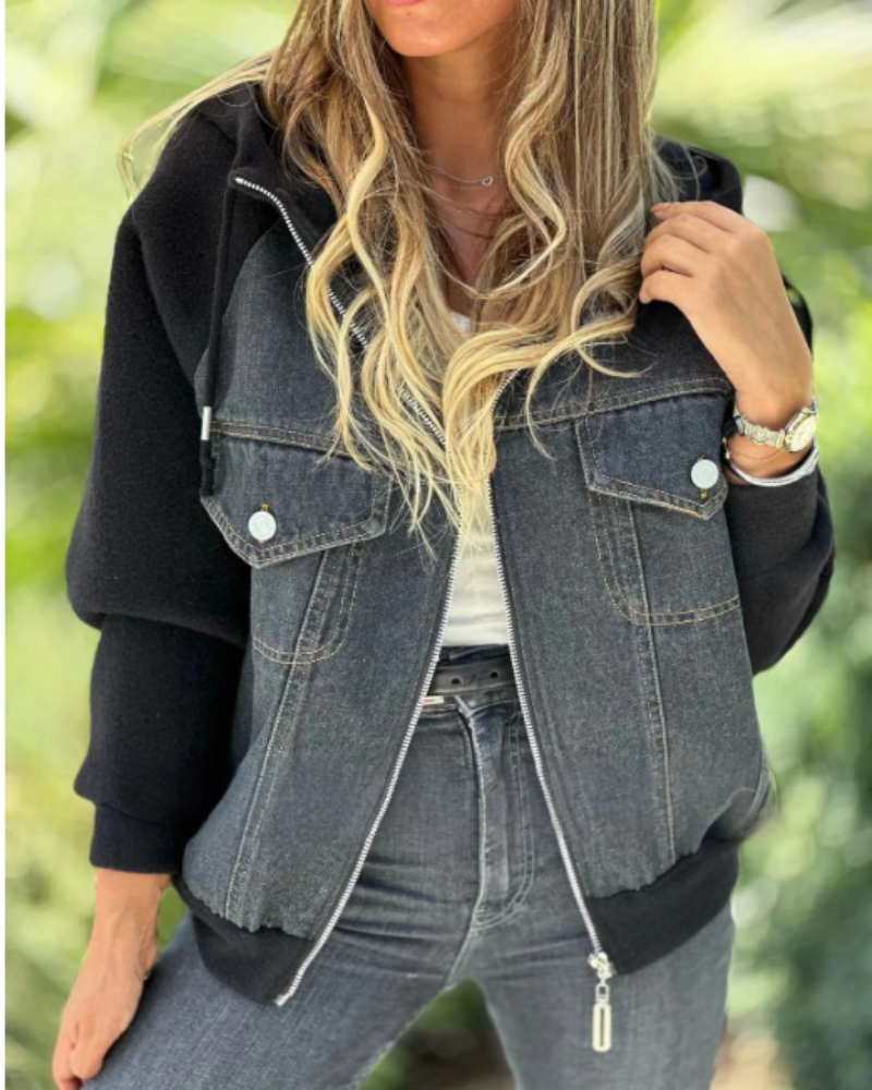 EB | Übergangsjacke mit Denimfront und Kapuze, Lässig