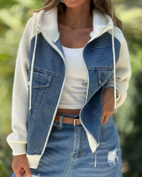 EB | Übergangsjacke mit Denimfront und Kapuze, Lässig