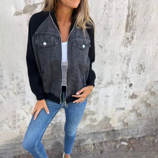 EB | Übergangsjacke mit Denimfront und Reißverschluss