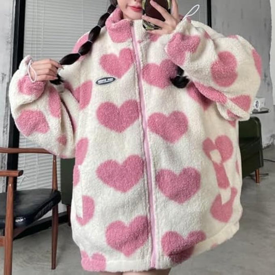 EB | Winterjacke Fleece Futter, Herzprint