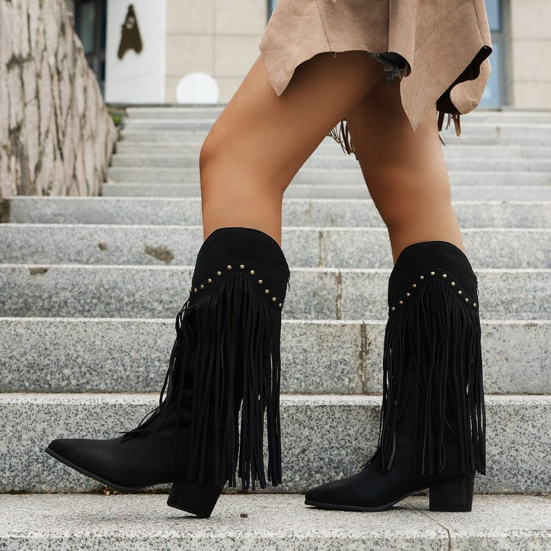 Spitz zulaufende rutschfeste kniehohe Cowboystiefel EB