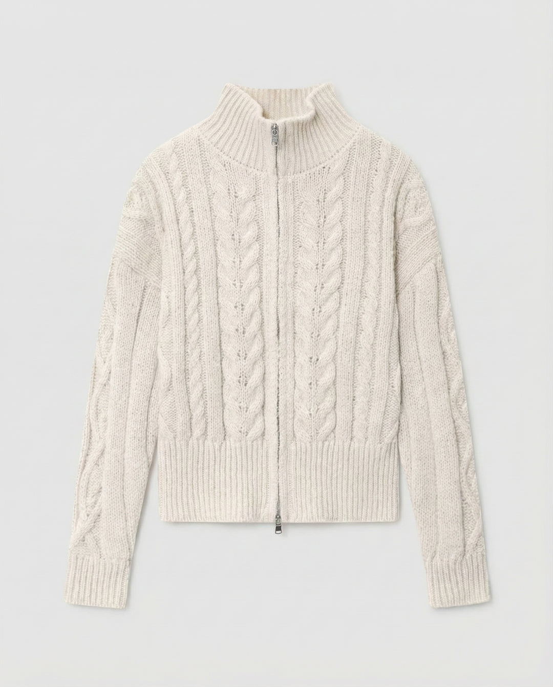 Damen Strickjacke mit hohem Kragen und Reißverschluss EB