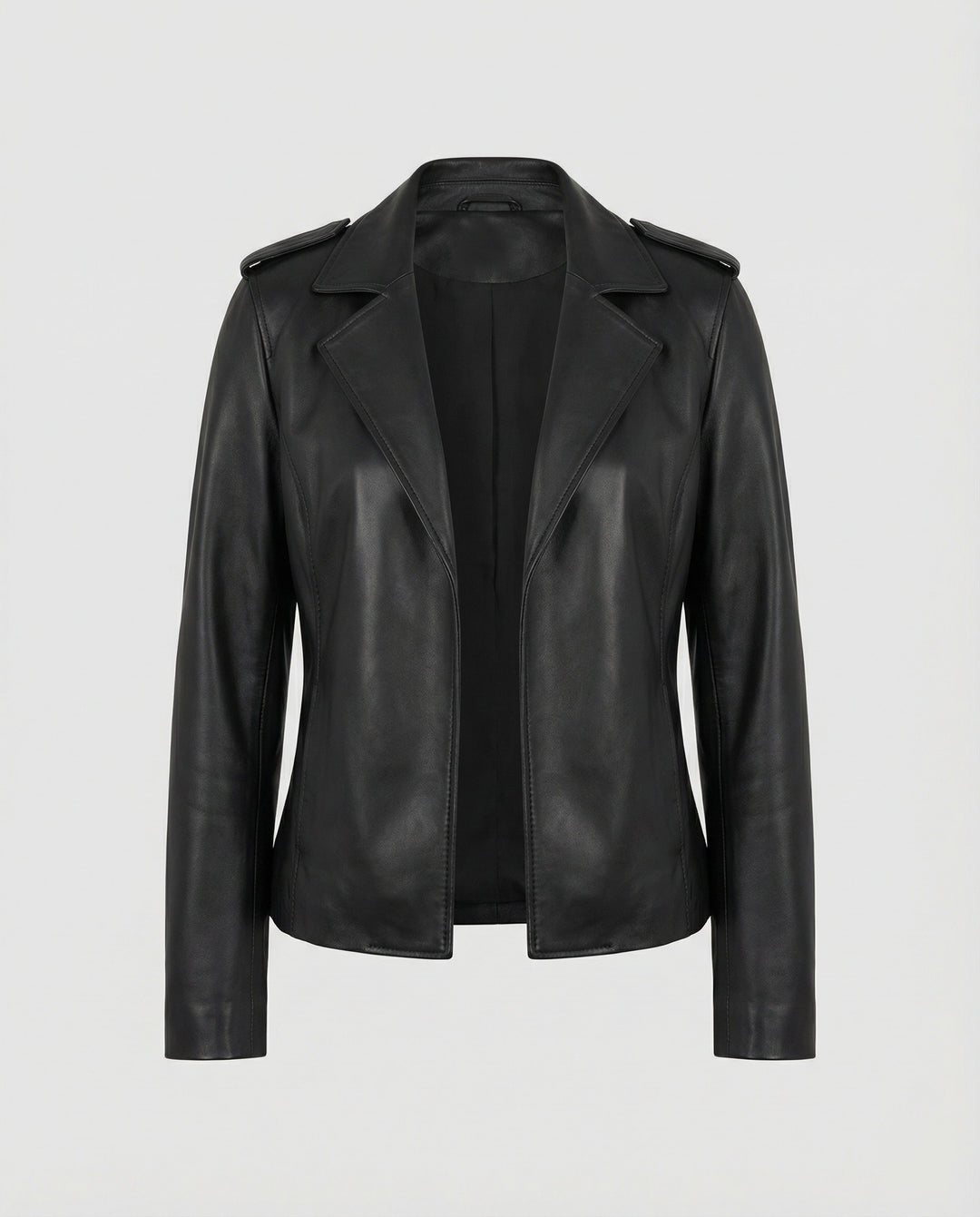 Damen Lederjacke Schwarz Oversized Vintage Look Biker Jacke