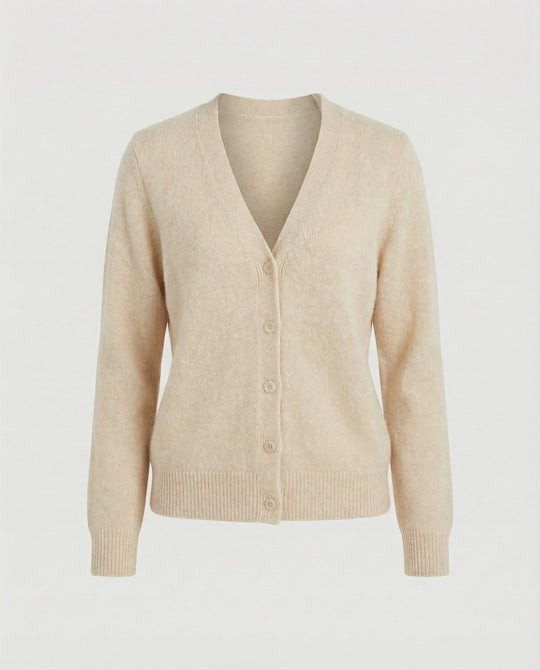 Flauschiger Kurzcardigan aus Alpaka-Mix mit verdeckter Knopfleiste und breiten Rippbündchen EB