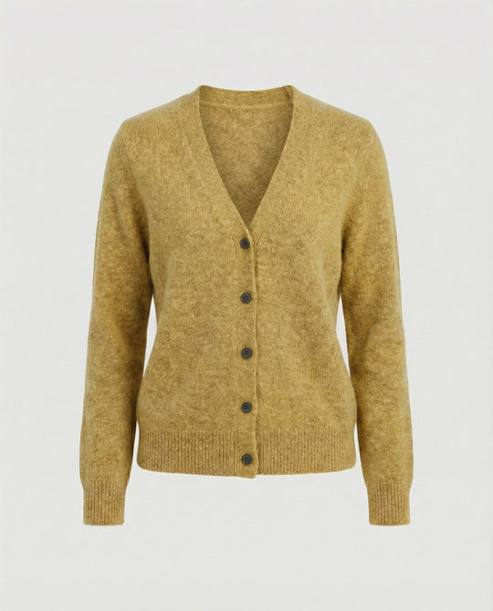 Flauschiger Kurzcardigan aus Alpaka-Mix mit verdeckter Knopfleiste und breiten Rippbündchen EB