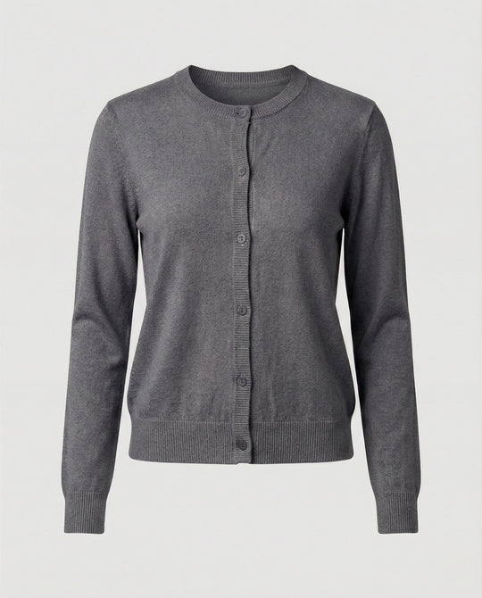 Leichte Feinstrick-Cardigan mit Rundhalsausschnitt, soften Rippbündchen und minimalistischer Knopfleiste EB