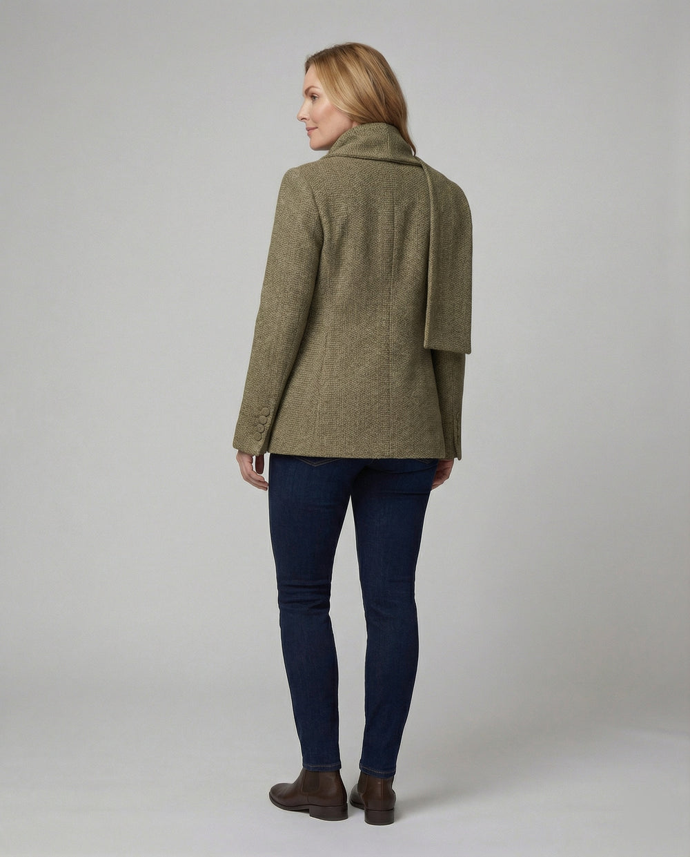Strukturierter Strickblazer mit Schluppe und tailliertem Schnitt EB