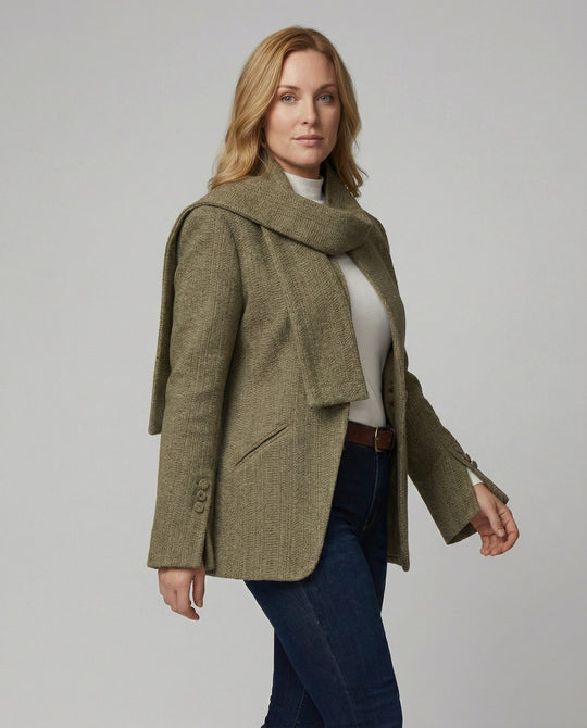 Strukturierter Strickblazer mit Schluppe und tailliertem Schnitt EB