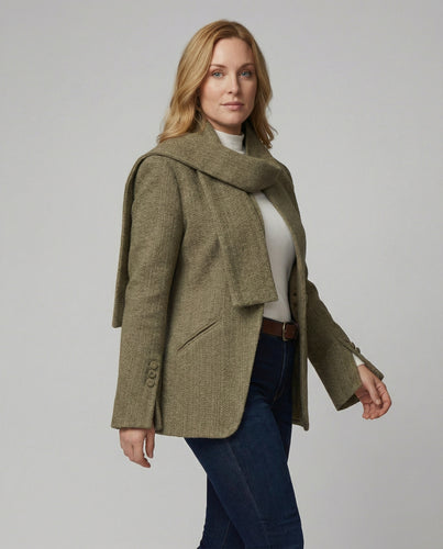 Strukturierter Strickblazer mit Schluppe und tailliertem Schnitt EB