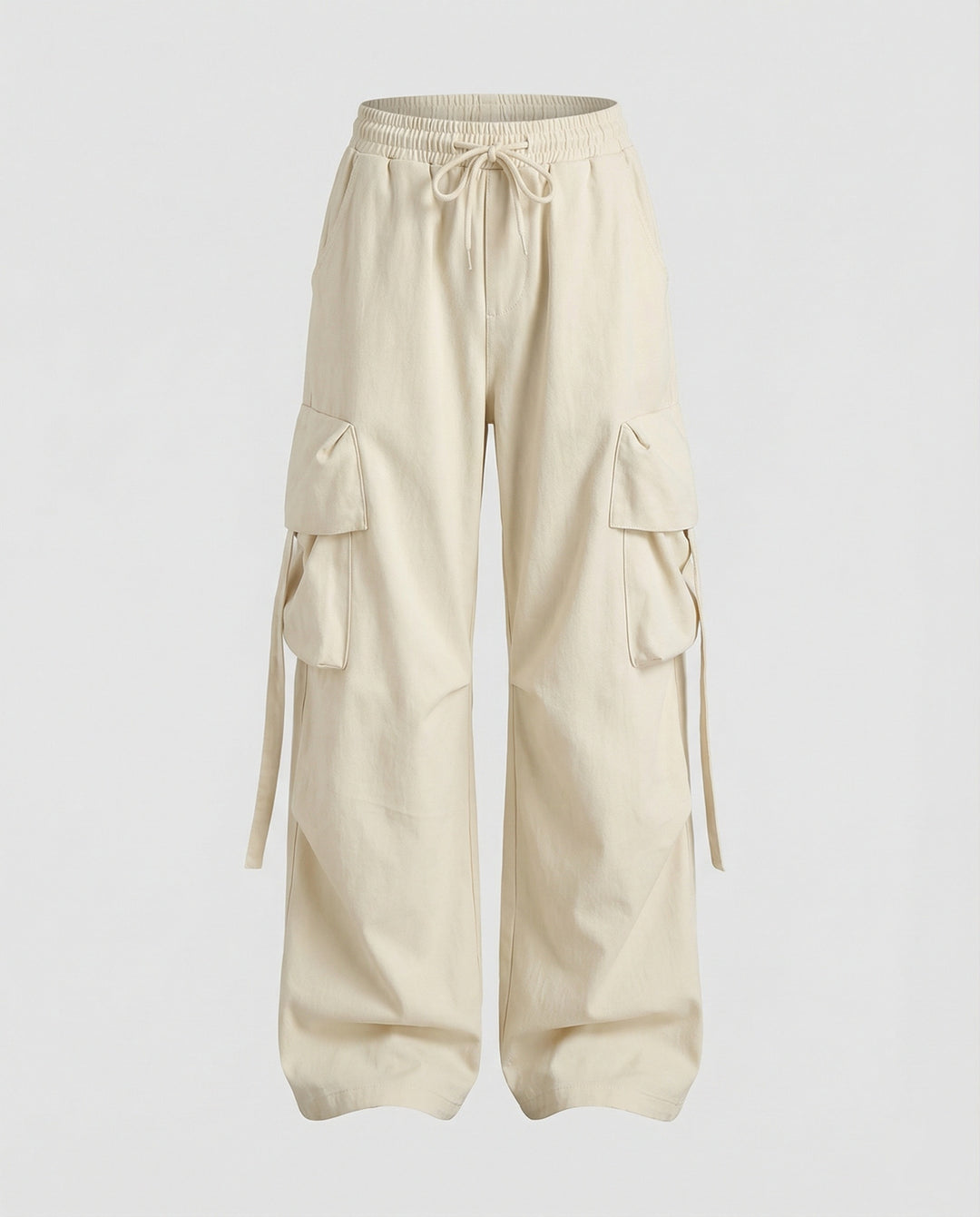 Ultraweite Cargohose mit hohem Elastikbund, Mehrfachklappentaschen und verstellbarem Beinabschluss EB