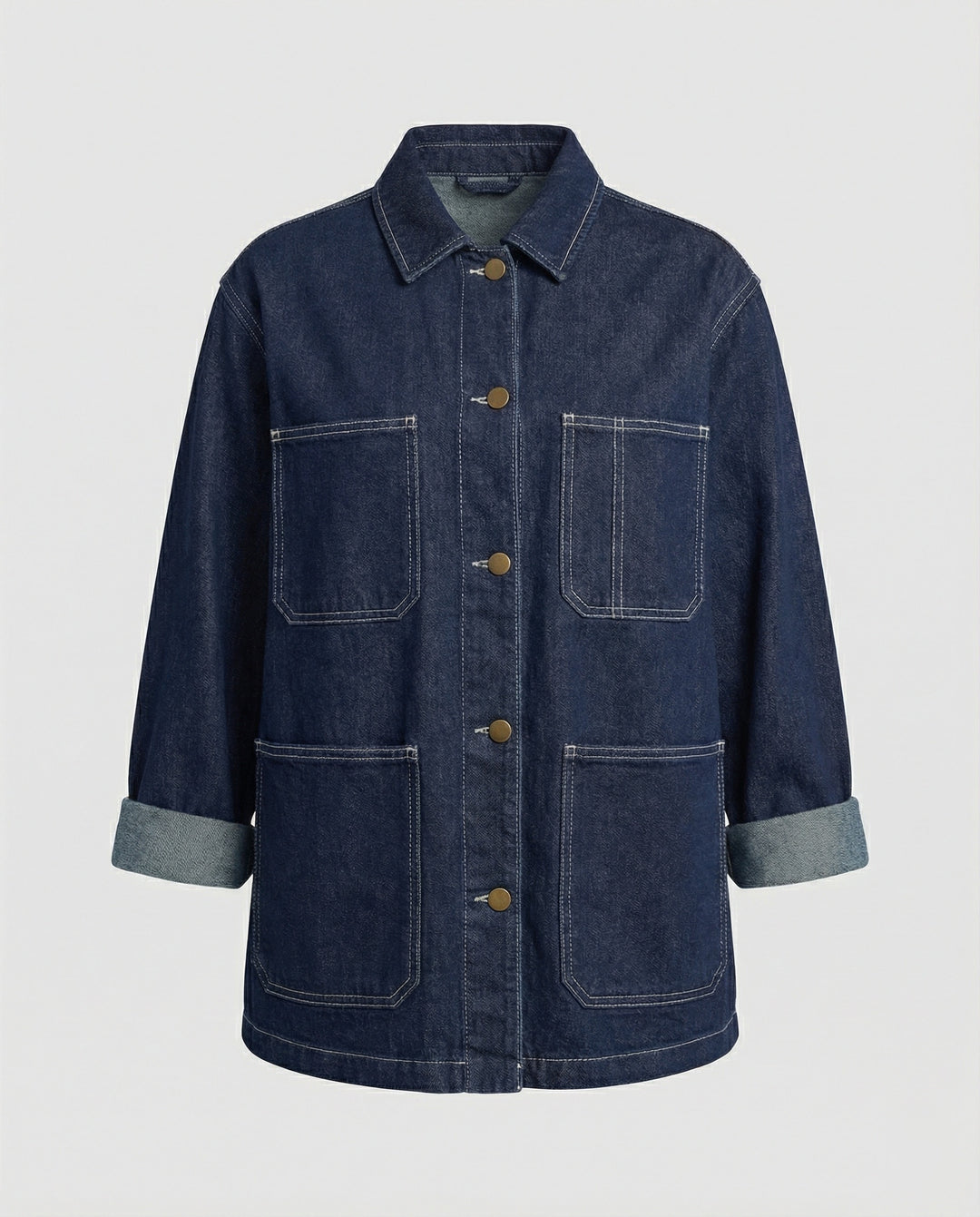 Weit geschnittene Jeansjacke im Mantelstil mit aufgesetzten Taschen EB
