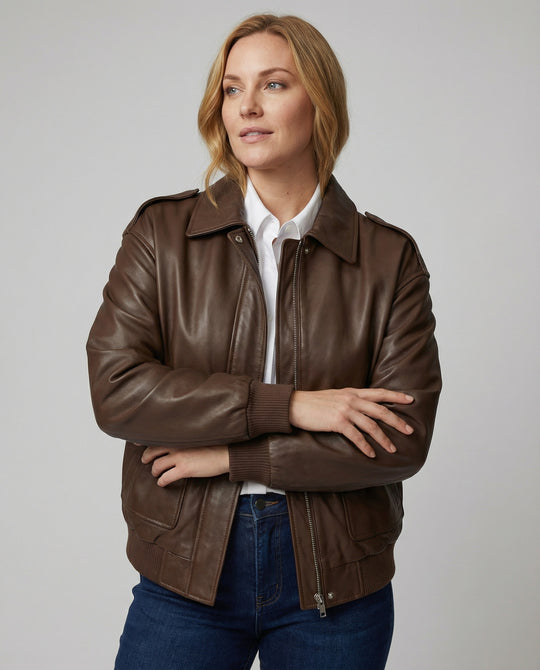 Weite Übergangsjacke im Hemdblouson-Stil aus softem Kunstleder mit verdeckter Reißverschlussleiste EB