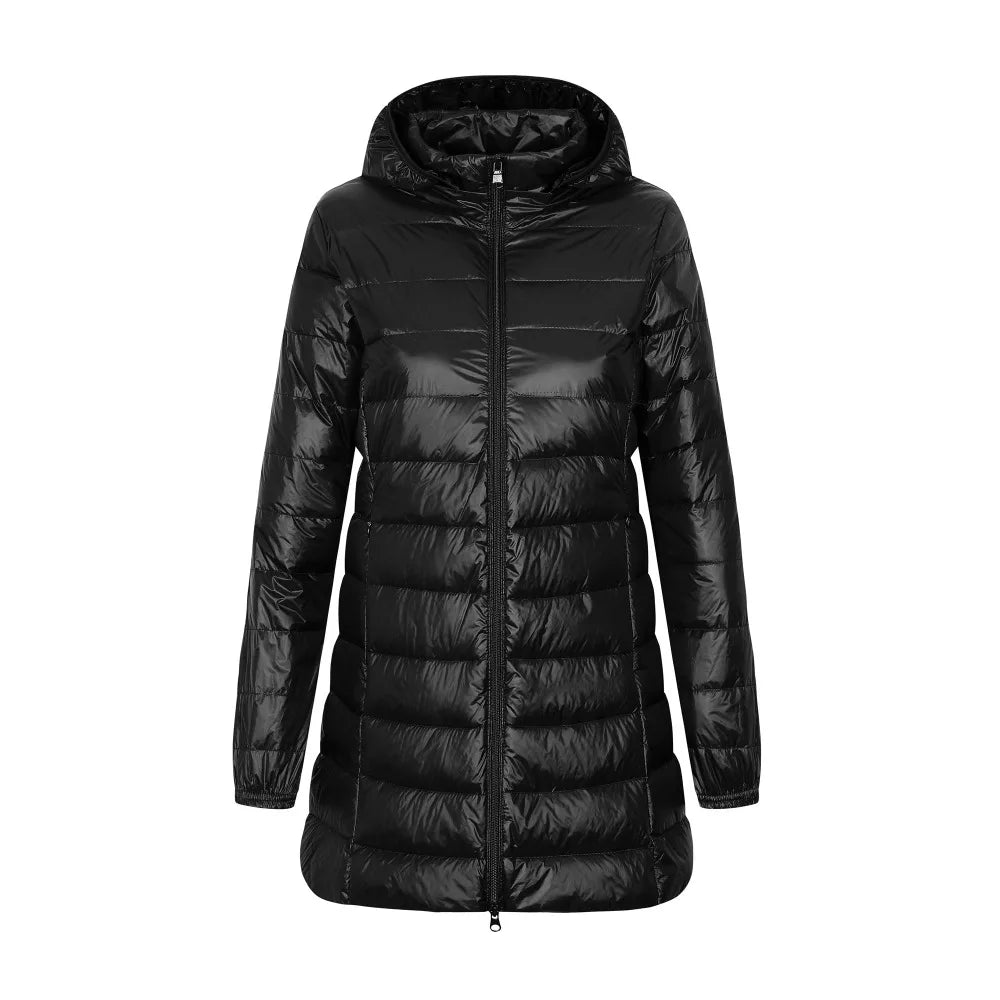 EB | Lange gesteppte Damenjacke mit Kapuze Yvette
