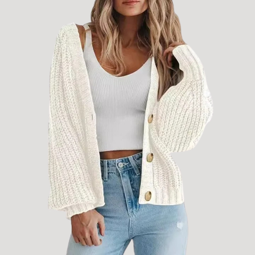EB | Damen Strickjacke mit Übergroßen Ärmeln