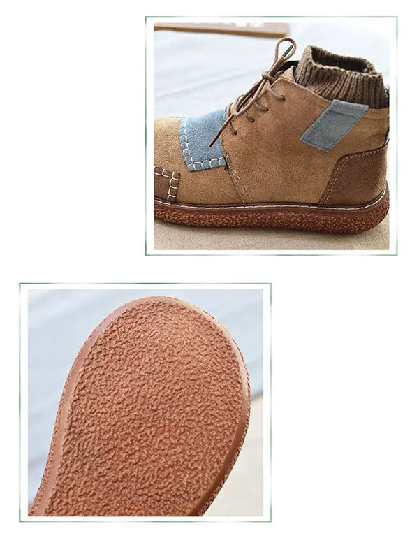 Damen Knöchelboots Retro-Stil mit dickem Absatz EB