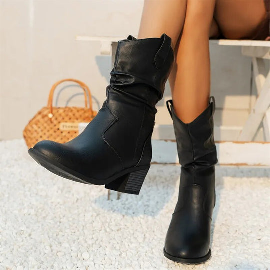 Damen Stiefeletten Western Stil EB