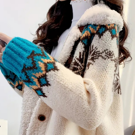 EB | Strick Winterjacke mit Fleecekragen Freizeitmode