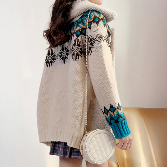 EB | Strick Winterjacke mit Fleecekragen Freizeitmode
