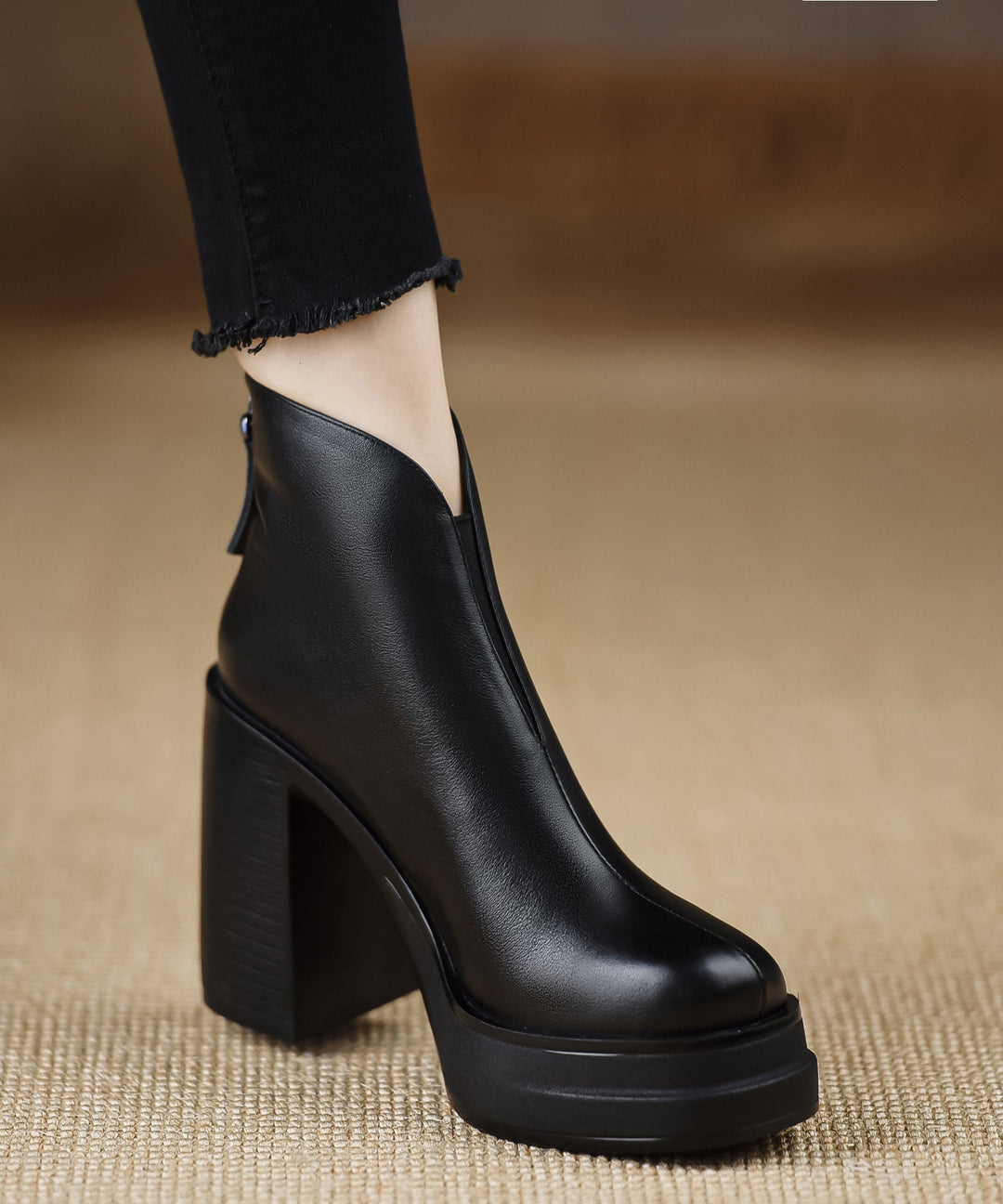 Damen High Heels Stiefel mit Reißverschluss EB
