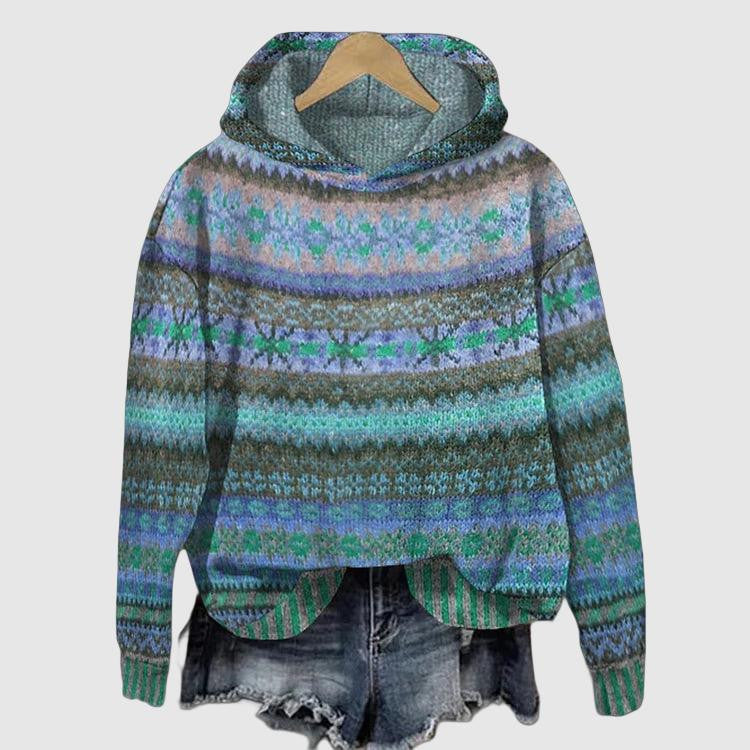 EB | Hoodie mit norwegischem Muster - Strickpullover mit Kapuze