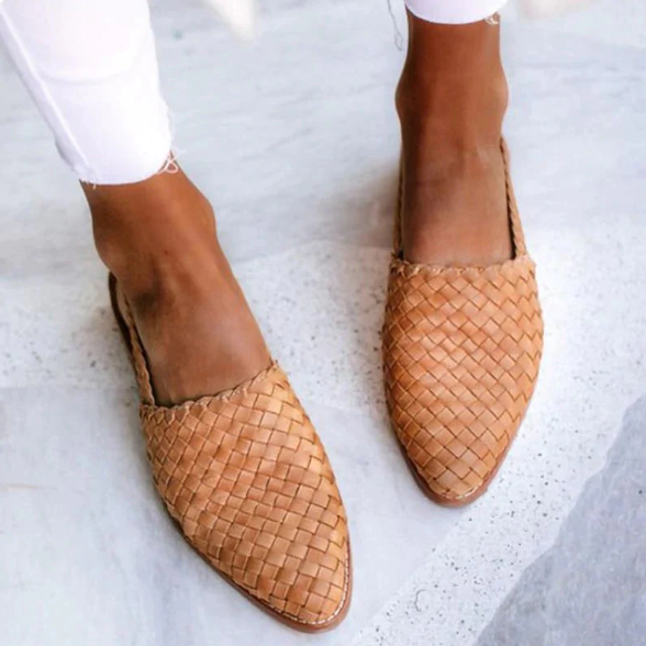 Damen Slip-Ons Geflochtenes Design Offene Ferse EB