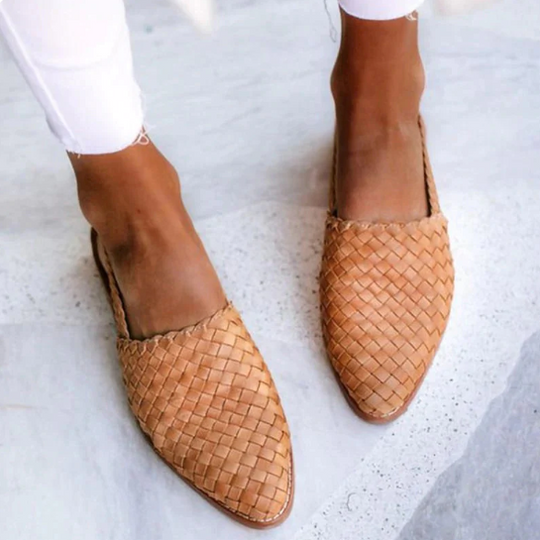 Damen Slip-Ons Geflochtenes Design Offene Ferse EB