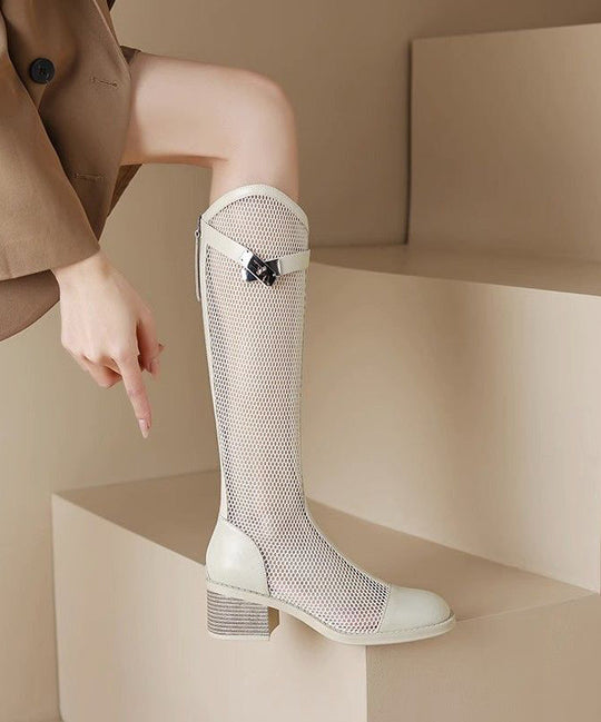 Damen-Knöchelstiefel aus Tüll mit Wildleder und Blockabsatz EB