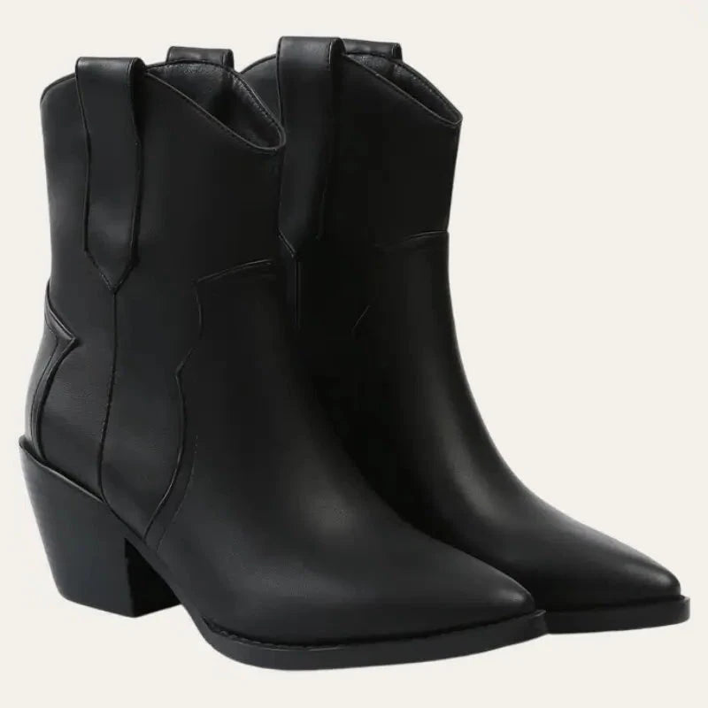 Damen kurze Cowboy-Stiefel moderner Western-Stil Imitationsleder EB