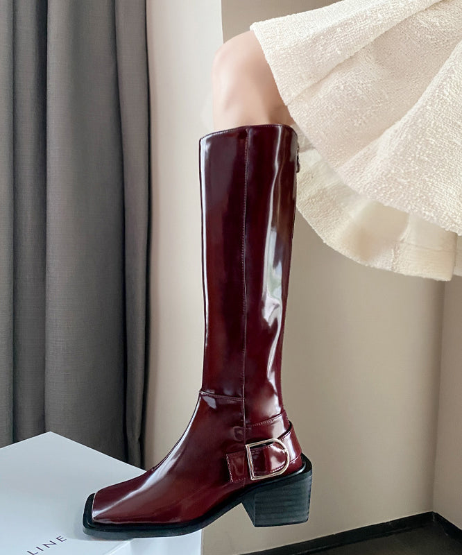 Damen Leder Kniehohe Stiefel mit Reißverschluss EB