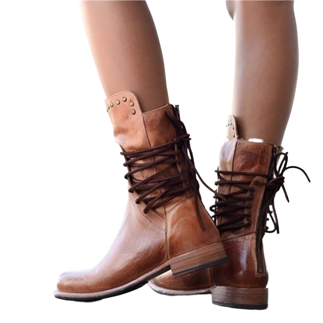 Damen Stiefeletten mit Schnürsenkeln Klassisch EB