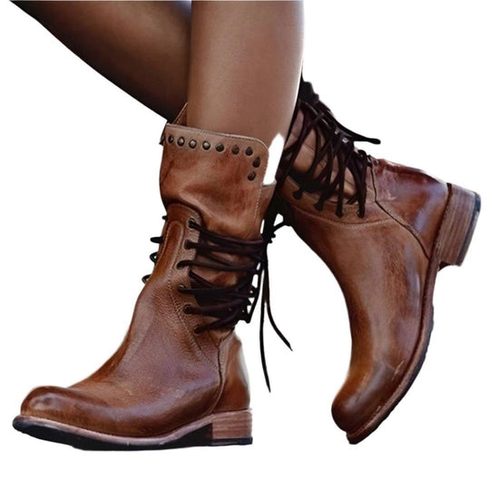 Damen Stiefeletten mit Schnürsenkeln Klassisch EB
